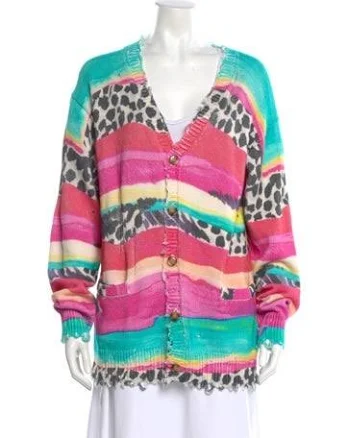 R13 Distressed Edge Cardigan - Multi Stripe