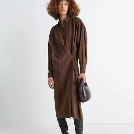 Women Lemaire Straight Collar Twisted Shirt Dress