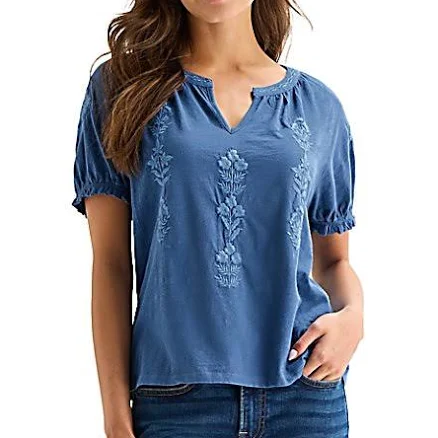Lucky Brand Embroidered Notch Neck