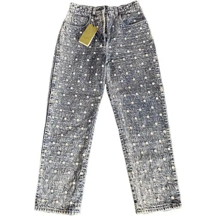 GUCCI Blue Denim Crystal Embellished Jeans Size 28 US
