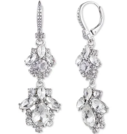 Marchesa Crystal Cluster Double Drop Earrings