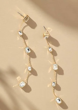 Ettika Crystal Linear Drop Earrings