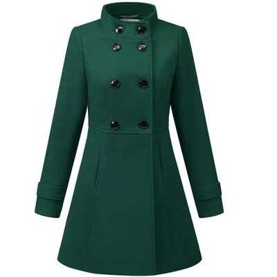 Inspire CHIC Women's Stand Collar Double Breasted Slant Pocket Winter Coat