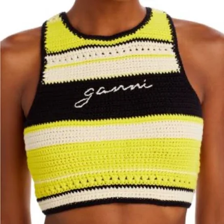 Ganni Women's Crochet Racerback Bikini Top