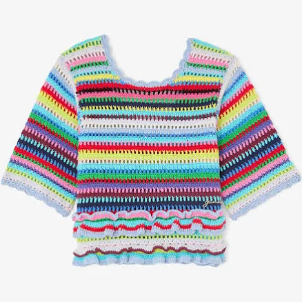 Ganni Women's Striped Crochet Top