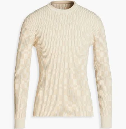 JACQUEMUS La Maille Gelati checked ribbed cotton-blend sweater - Men - Beige Knitwear - XL