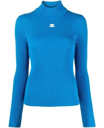Courreges Logo-Embroidered Roll-Neck Jumper