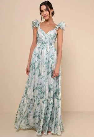 Lulus Floral Ruffled Tiered Maxi Dress