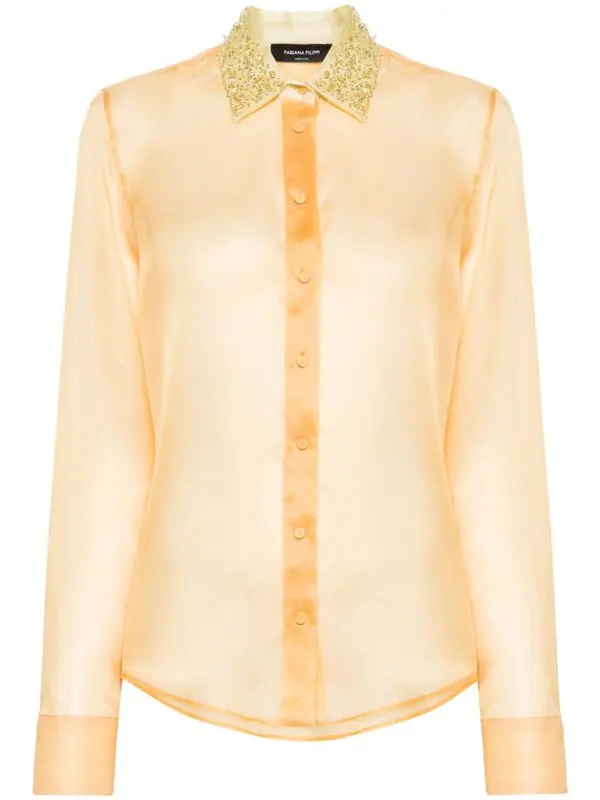 Bead-detailed Silk Shirt