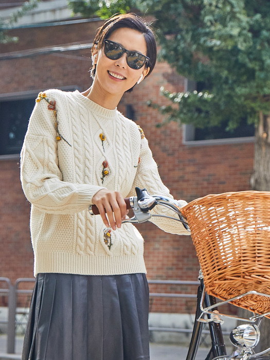 Camellia Cable Flower Sweater