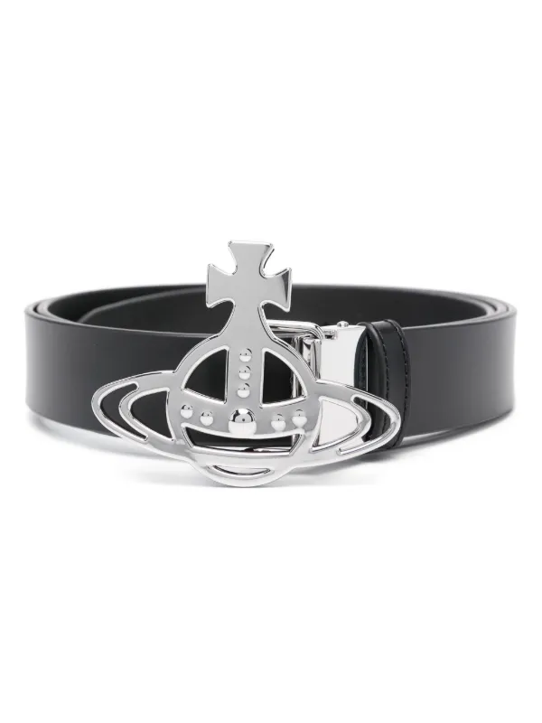 Orb-plaque Leather Belt