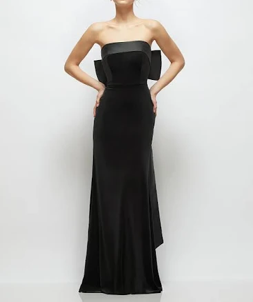 After Six Women's Back Bow Strapless Velvet Maxi Dress