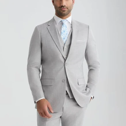 Men's Linen-Look Silver Suit