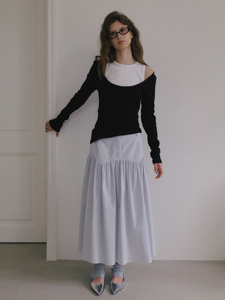 Grunge Yoke Gather Long Skirt