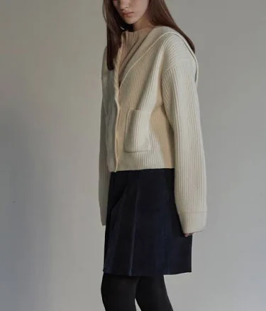 BEMUSE MANSION Sailor Collar Double Cardigan