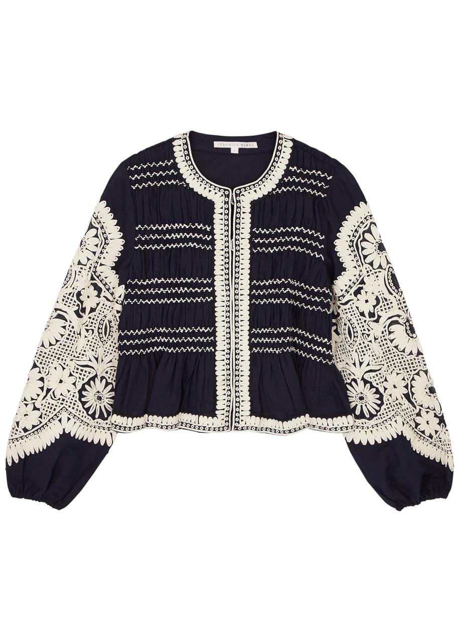 Embroidered Linen-blend Jacket