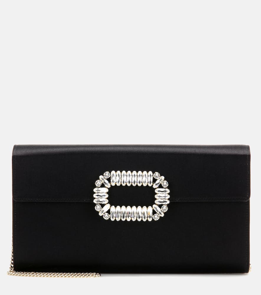 Crystal Buckle Satin Envelope Clutch