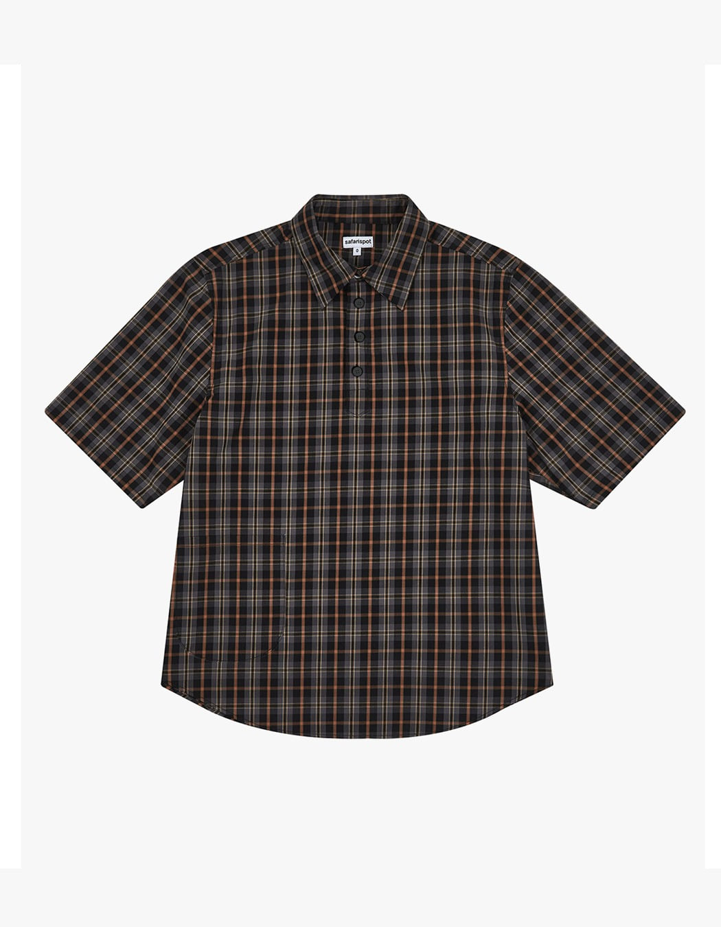 Pocket Check Half Shirts - Brown