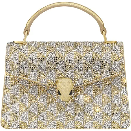 Bvlgari Serpenti Forever Suede Top-Handle Bag with Crystals