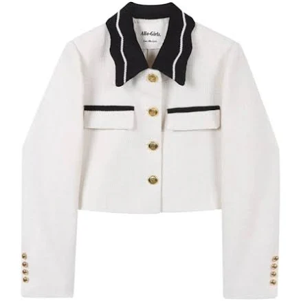 CH451 Contrast Collar Short Jacket