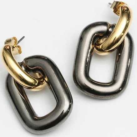 SUNDAY Disco Club Square Chain Earrings