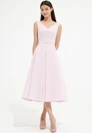 V Neckline Sleeveless Flare Dress