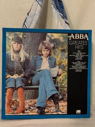 ABBA Record Album Cover Tote Bag**Upcycled Vinyl Sleeve Handbag**Repurposed Tote**