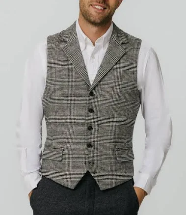 Prince of Wales Check Tweed Vest