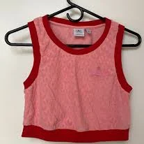 adidas Originals 'adicolor 70s' monogram cropped vest in pink