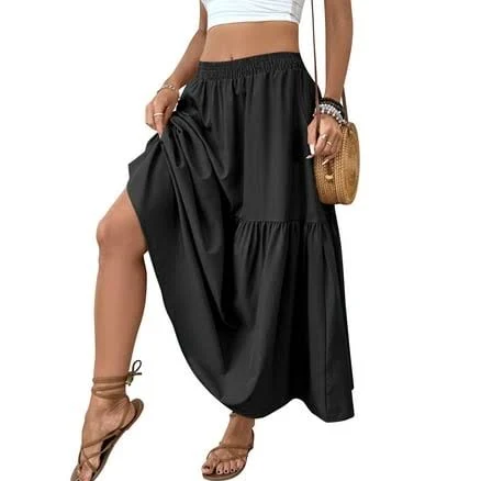 Women's A-Line Ruffled Hem Flowy Skirt