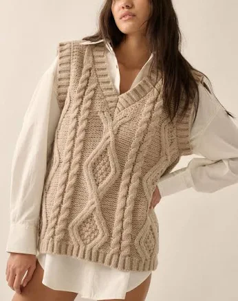 V-Neck Cable Knit Sweater Vest