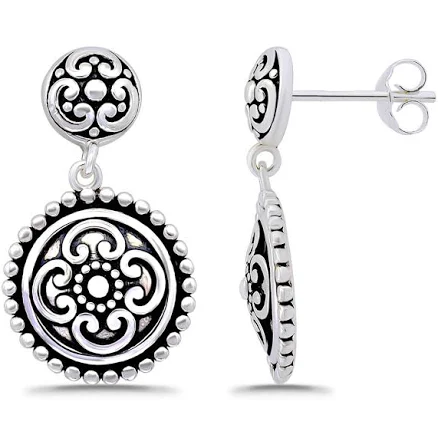 Macy's Women's Oxidized Round Celtic Post Drop Earrings
