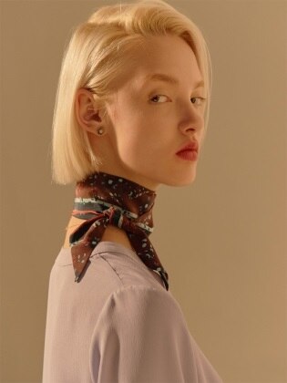 Color Block Flower Silk Scarf