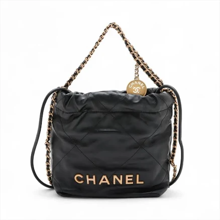 CHANEL Mini 22 Calfskin Bag with Gold Hardware