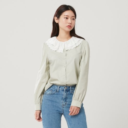 Cotton Lace Collar Blouse
