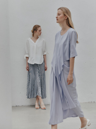 Lete Robe Drape Silky Dress_lavender
