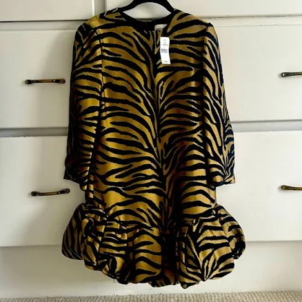 Khaite Dresses | Khaite Gold And Black Jacquard Mini Dress Zebra Dress Size 2 | Color: Black/Gold | Size: 2 | Hall6579's Closet