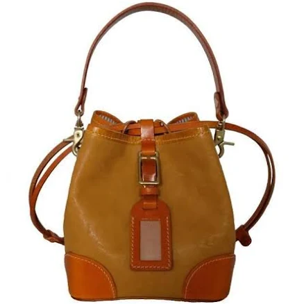 Full-Grain Leather Bucket Bag with Drawstring
