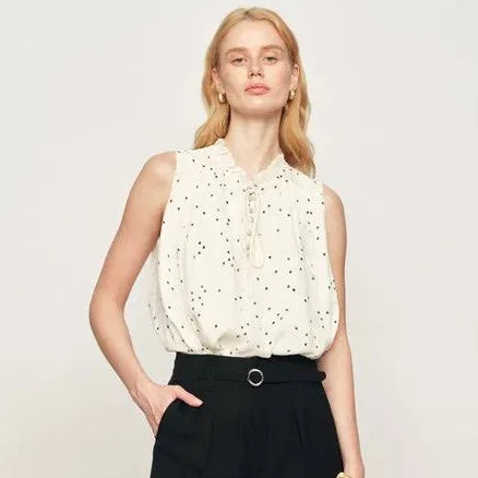 Anaïs Polka Dot Pleated Silk Georgette Blouse