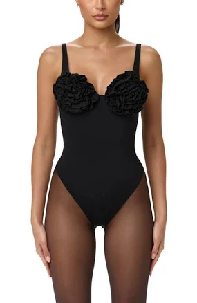 Naked Wardrobe Women's Rosette Bust Bodysuit