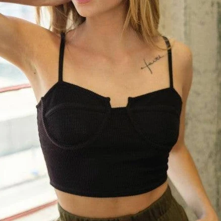 Ribbed Knit Crop Bustier