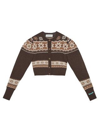 Jacquard Wool Blend Cardigan