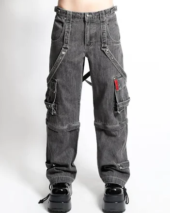 mens Tripp NYC Zip Off Crush Cargo PANT BLACK DENIM