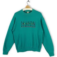 Vintage 90s Oklahoma Crewneck Sweatshirt | Green Size L | Embroidered Logo | College Wear