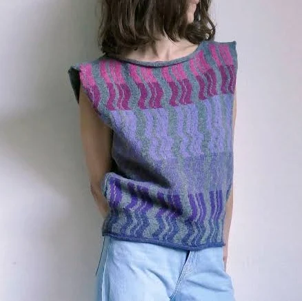 Knit Jacquard Zig Zag Wool Vest