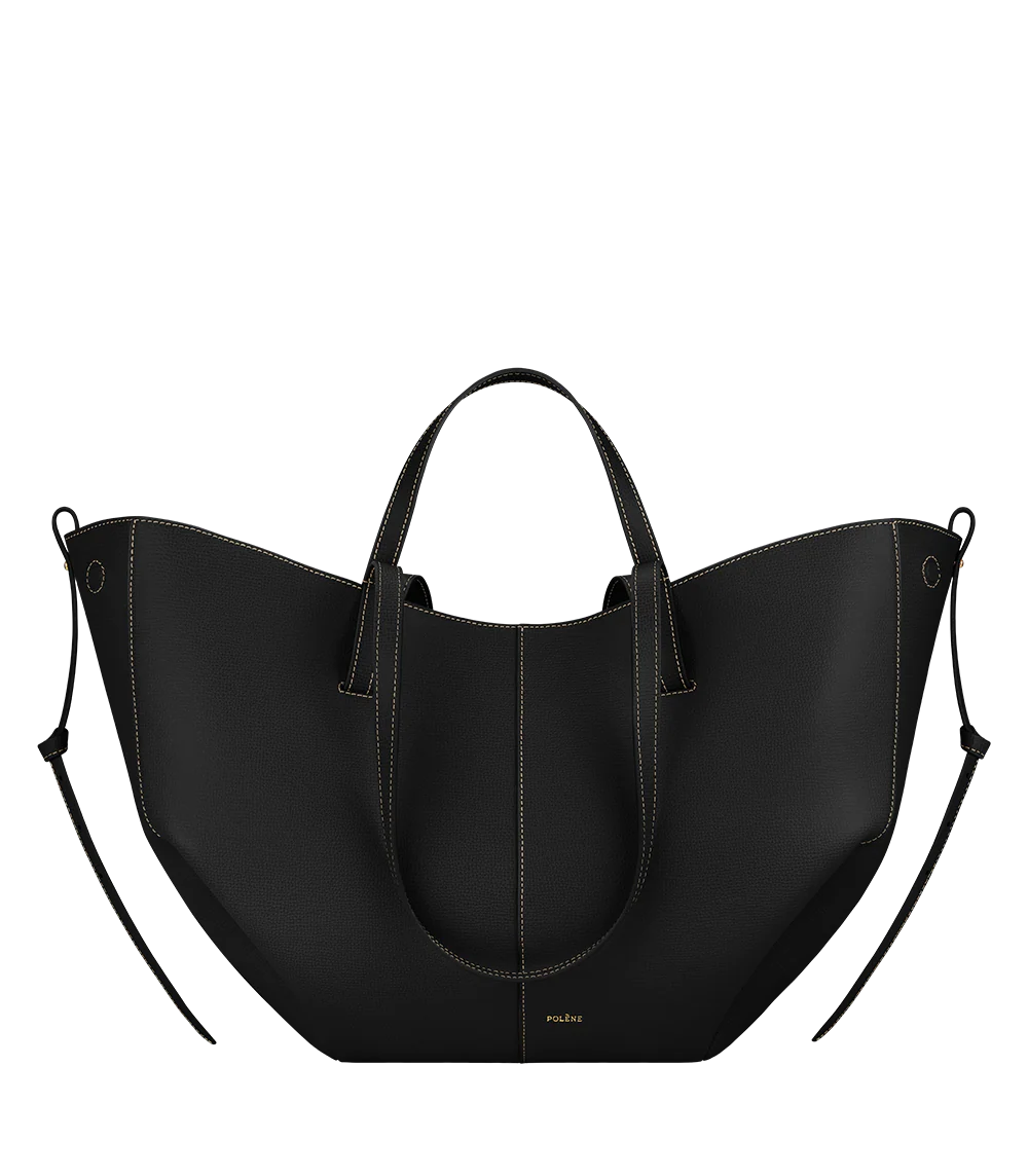 Cyme - Textured Black with Ecru Stitching