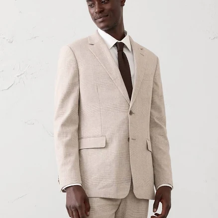 Glen Plaid Men's Linen-Blend Suit Jacket