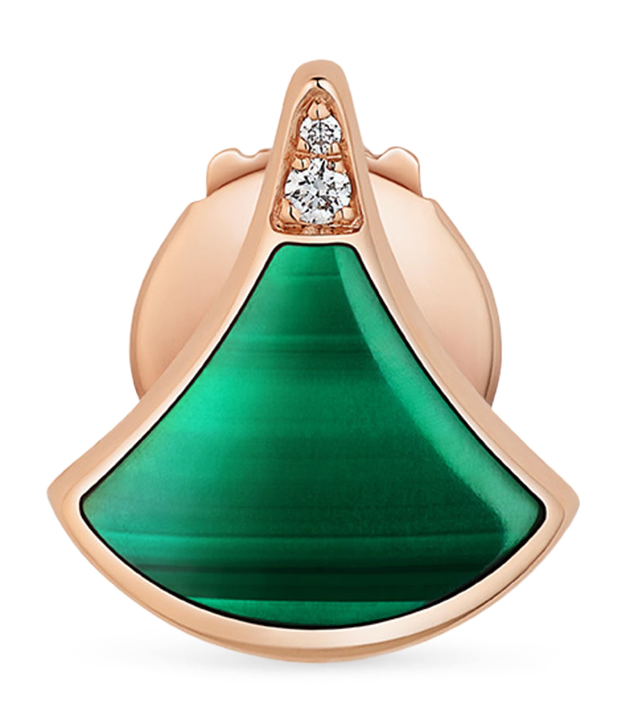 Bvlgari Rose Gold, Diamond and Malachite Divas’ Dream Stud Earring
