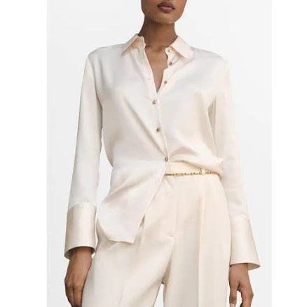 MANGO Women's Satin Finish Flowy Shirt