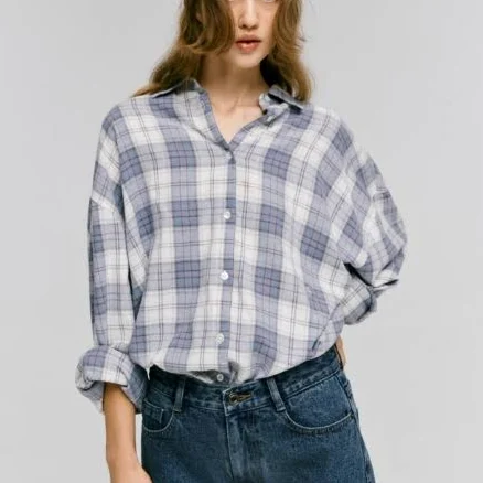 DEPOUND Oversized flannel check shirt